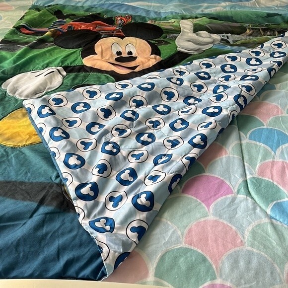 Disney 4 Piece Toddler Bedding Set Mickey Mouse Playhouse Blue/White- 52" x 28" - Picture 5 of 16